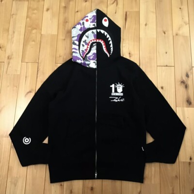 2015 Futura × BAPE camo NYC Shark full zip hoodie Black A Bathing