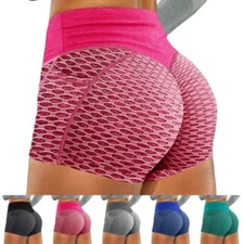 Women Yoga Shorts High Waist Hot Bike Pants Scrunch Ruched Fitness Gym Workout