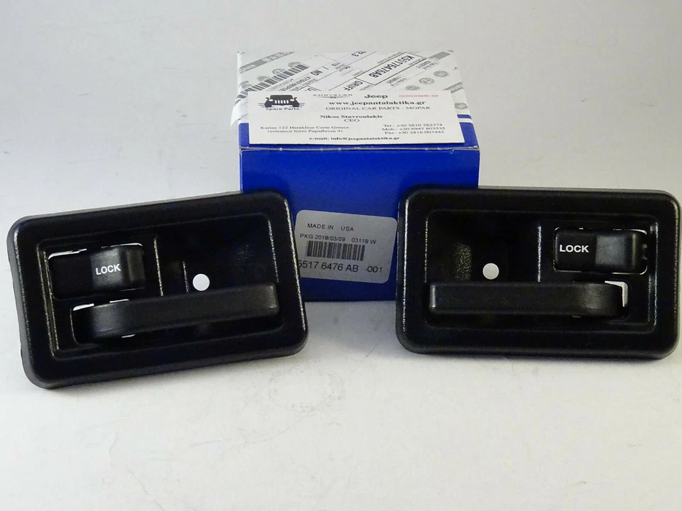 Manija de puerta interior delantera izquierda y derecha Jeep Wrangler TJ 97-06 nueva Mopar Foto 2 de 4