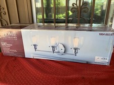 HDC Evelyn 3-Light Brushed Nickel Bathroom Vanity Light Clear Glass Shades. 454
