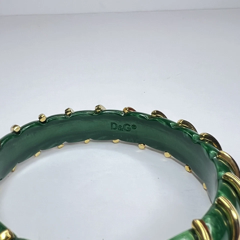 Dolce & Gabbana Green & Gold Bangle Bracelet - Image 2 of 4