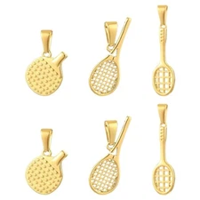 6pcs Table Racket Badminton Tennis Pendant for Jewelry Keychain Necklaces Making