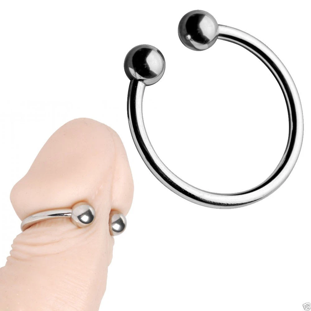 30mm stainless steel penis ring Cockring Glans Jewelry Two Beads Penis Delay