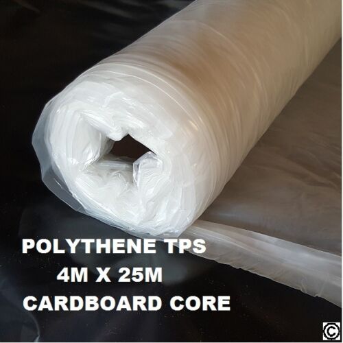 2 ROLLS X 25m x 4m Clear Polythene Plastic Sheeting Roll TPS  FAST DELIVERY - Picture 1 of 1