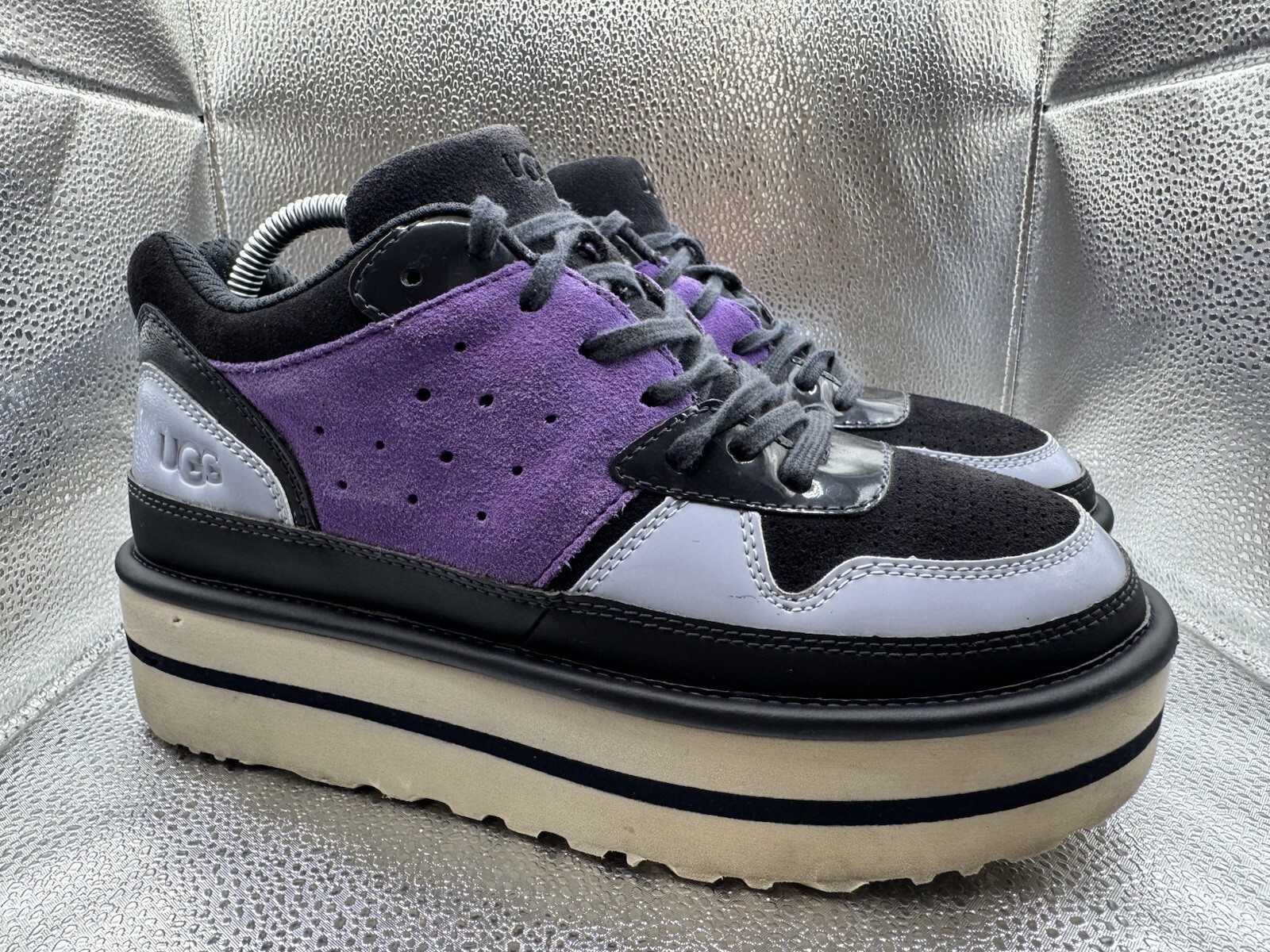 RARE UGG Pop Punk Sneakers Dark Navy Platform Lace-Up Shoes Size 9.5 US