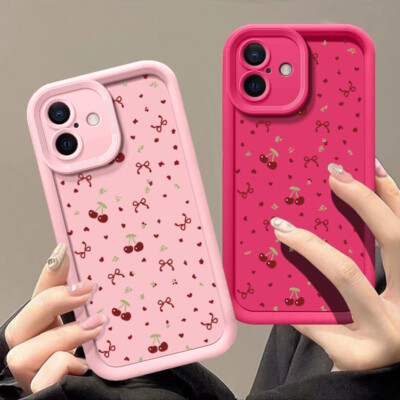 For iPhone 16 Pro Max 15 14 Plus 13 12 11 XR 8 Cherry ShockProof Soft Case Cover