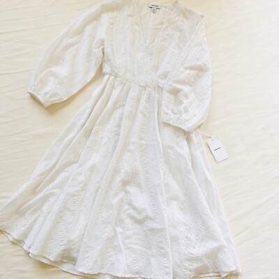 Nordstrom Womens Dress Longsleeve Wrap White Cotton Casual Summer Fashion  XS | eBay