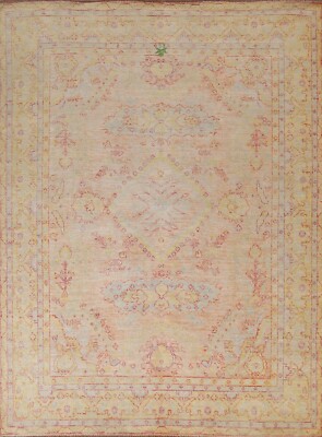 Vegetable Dye Geometric Oushak Turkish Area Rug 8x10 Hand-knotted Oriental Wool