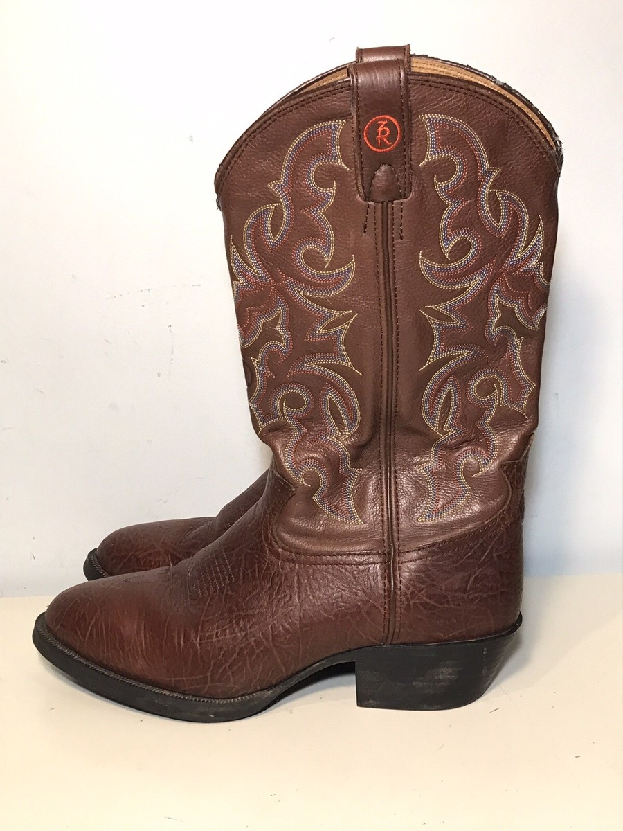 Tony Lama RR4005 Brown Leather Rubber Sole Cowboy Boots Mens  display picture 2