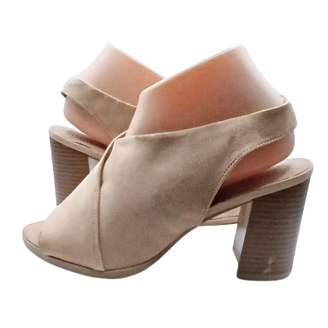 CLARKS Dexflex sandalo donna punta aperta tacco alto a blocco taglia 8 boho chic vegan tessuto marrone