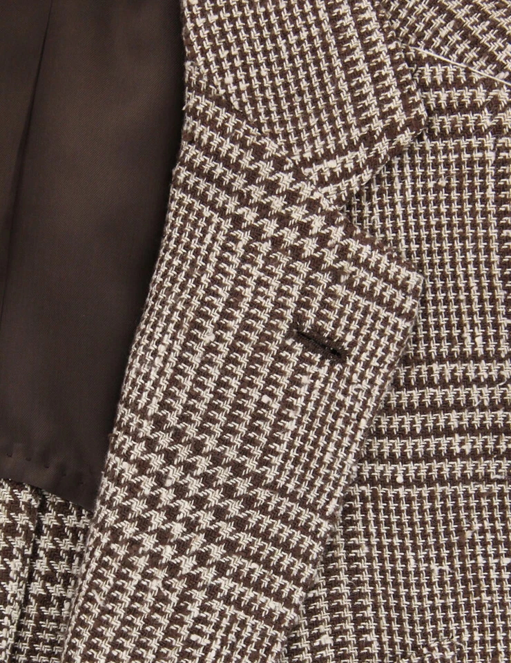 Abrigo deportivo a cuadros Luigi Borrelli marrón mezcla seda - (GU3B163160) Foto 3 de 4