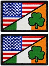 American Flag / Ireland Irish Flag Clover Patch 2PC iron on or Sew 3"x2"