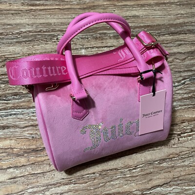 Juicy Couture ピンク ハンドバッグ Juicy Couture Bag Medium Pink Velour Satchel Bag Crossbody Purse