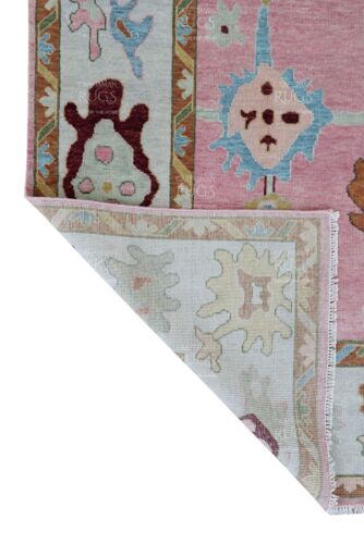 Soft Pink Oushak Hand Knotted Rug in 5x8, 6x9, 8x10, 9x12, 10x14 Wool Area Rug - Picture 12 of 13