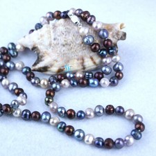 33" 6-8mm Multi Color Freshwater Pearl Necklace Strand Jewelry