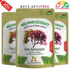 Cápsulas de musgo marino 14000 mg, cápsulas veganas 100 % limpias y naturales musgo marino genuino