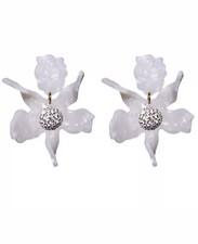 New LeLe Sadoughi Crystal Lily Earrings Clip On