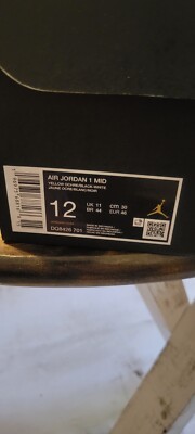 AIR JORDAN 1 MID - YELLOW OCHRE/BLACK-WHITE JUANE OCRE/BLANC/NOIR -  SIZE 12 --