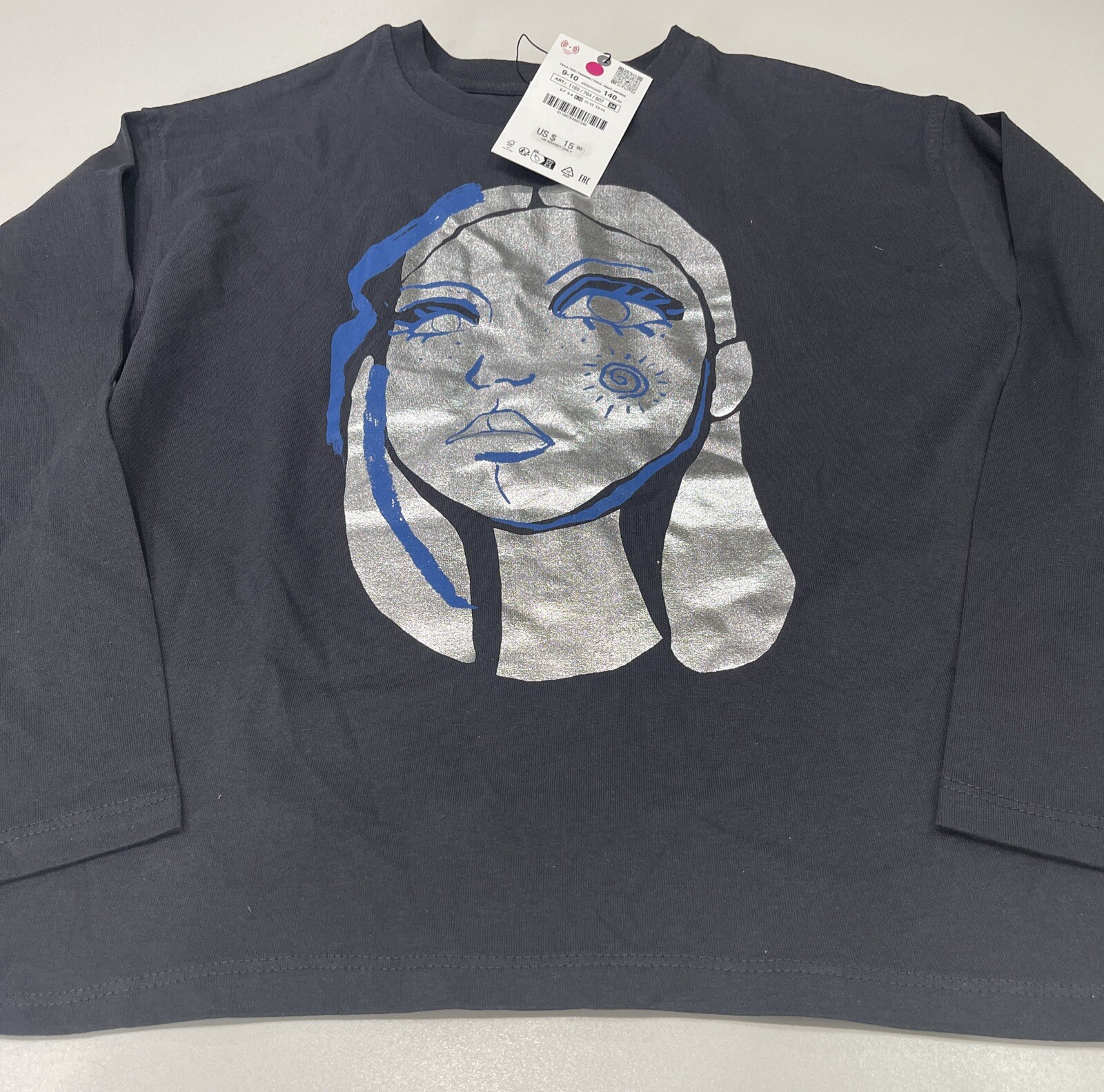 T-shirt Fille Zara Gris Coton 9-10 Ans – Neuf Avec étiquettes