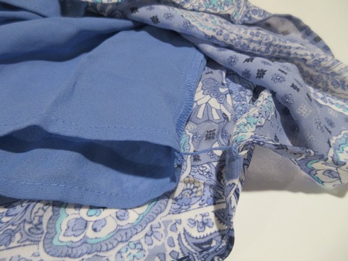 Sz 12 Emma James Y2K BLUE PAISLEY Modest Faux Wrap Midi/Maxi Skirt Poly Lined - Picture 14 of 16