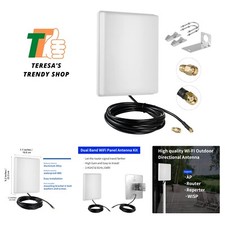 Outdoor 15dBi Dual Band WiFi 2.4GHz 5GHz 5.8GHz Long-Range Directional Panel ...