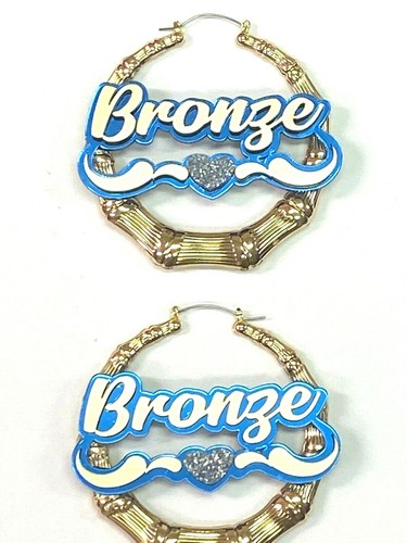 Bamboo Earrings Name Plate Personalized 1.5 2.5 3.5" Size Choice Custom LaserCut - Picture 7 of 11