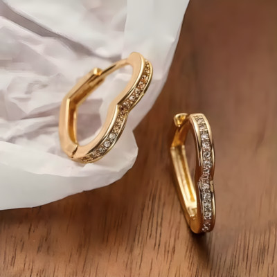 LADIES HEART HOOP EARRINGS - Pair , 14mm