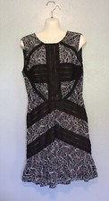 NWT BCBG Max Azria Black White Lace Tasha V Back Mini Dress 8