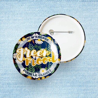 Green Mood - Ich engagiere mich für das Klima (gelb) | Badge Pin's Anstecknadel 58mm