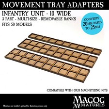 Movement Tray Adapters 20mm to 25mm - 10 WIDE. Warhammer The Old World. Magog
