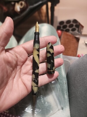 Vintage Traveler Duo Fountain Pen/Pencil Cream & Black NEEDS RESTORATION 