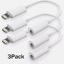 3Pack For iPhone Headphone Adapter Jack 8 Pin to 3.5mm Aux Cord Dongle Converter