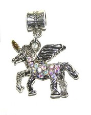 Unicorn Pegasus European Charm Bead 3 D Crystal Encrusted For Bracelet, Necklace