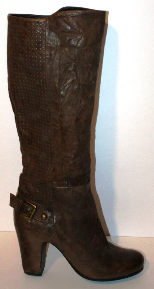 Botas LATITUDE FEMME 40 9 Marrón Arrugado Cuero Suave Texturizado Hasta la Rodilla  Foto 2 de 4