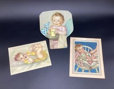 Vtg Set/3 Child/Baby Prints Artwork, 2 Maud Tousey Fangel 1 Charlotte Becker