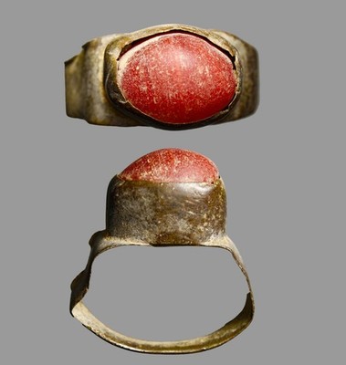 Ancient Roman Silver Ring with Carnelian Stone   Circa 200 AD Certified Artifact
