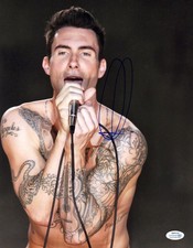 Adam Levine Signed Autographed 11x14 Bare Chest Tattoos Singing Photo ACOA