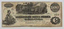 1862 $100 Dollar Bill CSA Confederate States America Note Richmond 515-ZXCXA