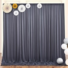 2 Panels 10x10ft Charcoal Backdrop Curtains, Wrinkle Free, 5x10ft, Drapes, Party