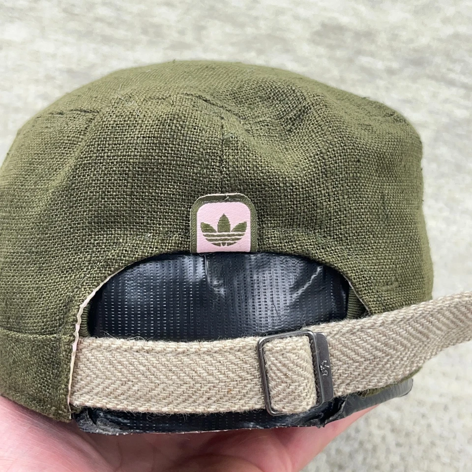 De colección Y2K Adidas Sombrero Gorra Correa Trasera Verde Oliva Lino Trifolio Mujeres Damas Foto 4 de 4