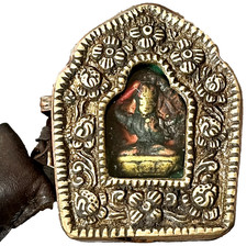 BUDDHIST GHAU TRAVELLING SHRINE MANJUSHRI NEPAL TIBET REPOUSS&Eacute; BRASS COPPER
