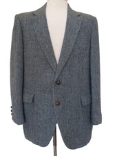 1950s Vintage Harris Tweed Scottish Wool USA Made Gray Blazer Jacket Sz 46R Men