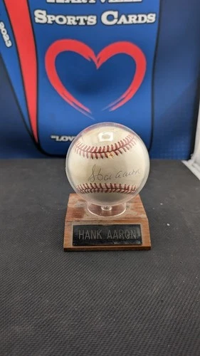 Hank Aaron Signed Baseball w/ COA The Score Board Inc Display Case PC