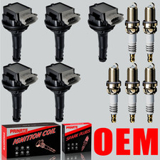 Brand 5X OEM Ignition Coil & Iridium Spark Plugs For Volvo C30 C70 S40 S60 UF517