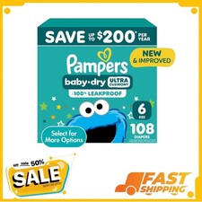 Pampers Baby Dry Baby Diapers Size 6, 108 Count Select for More Options 