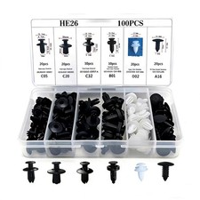 Car Plastic Rivets Push Retainer Clips Assortment 100 Pcs