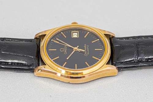 *NEAR MINT* Vintage OMEGA Seamaster Cal.1342 Quartz Push Crown Gold × Black Mens - Picture 4 of 16