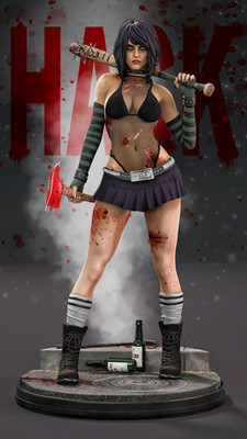 Cassandra ''Cassie'' Hack, Hack / Slash, sexy Pin Up, Figur, 3D Druck, UNBEMALT