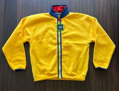 Gap Arctic Fleece Pullover Jacket Mens S Yellow Blue Zip Up Vintage NEW