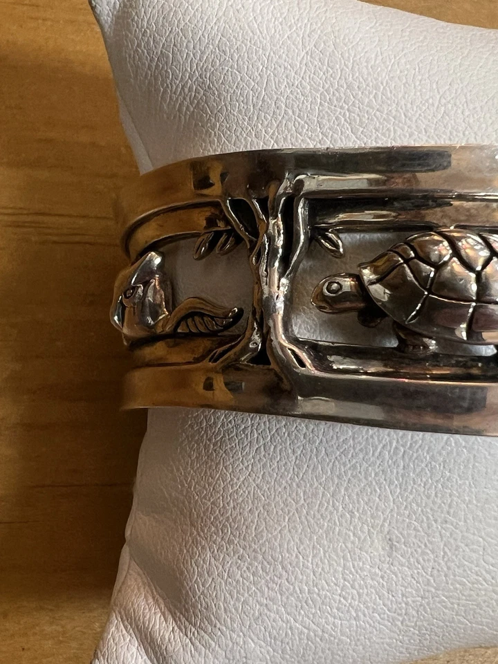 Barry Kieselstein Sterling Silver Tortoise and Hare Cuff Bracelet - Image 3 of 4